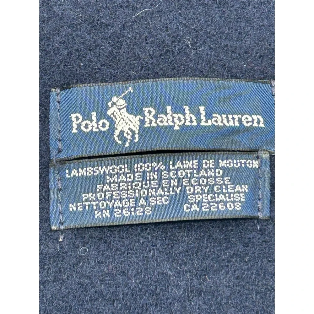 Vintage‎ POLO by Ralph Lauren 100% Lambswool Scarf With Fringe BLUE Label 1980s